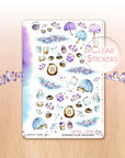 Buzzing In The Rain - Decorative Watercolor Stickers - Bumblebees, Hedgehogs, Umbrellas