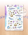 Buzzing In The Rain - Decorative Watercolor Stickers - Bumblebees, Hedgehogs, Umbrellas