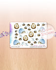 Buzzing in the Rain - Decorative Watercolor Stickers MINI - Bees & Hedgehogs Only