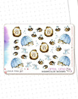 Buzzing in the Rain - Decorative Watercolor Stickers MINI - Bees & Hedgehogs Only