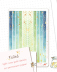 Baker Street - Decorative Watercolor Stickers - Washi Tapes Green Blue FOILED ✨