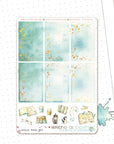 Writing At Dawn - Watercolor Planner Stickers - 1,5’’ Fullboxes Blue FOILED ✨