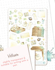 Handmade watercolor stickers Mouse Table illustrations