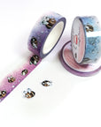 Watercolor washi tapes with buzzing bumbleblees
