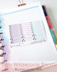 Watercolor planner stickers including 1,5'' wide miniboxes