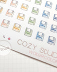 Second close up of Floppy disks watercolor stickers for planners