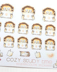 Second closeup of hedgehog stickers - perfect for studying time