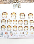 Closeup of watercolor stickers - perfect for studying time