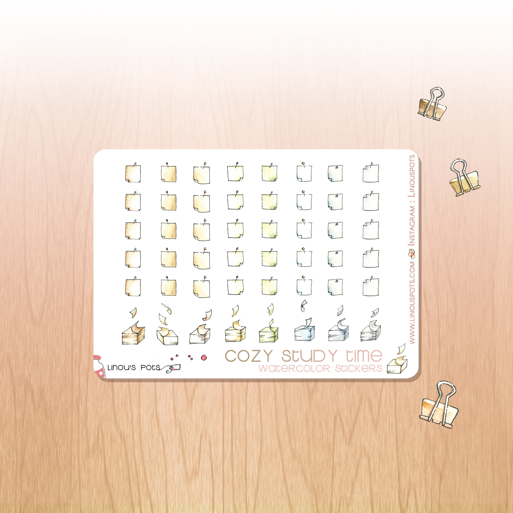 Watercolor Sticky Notes Stickers