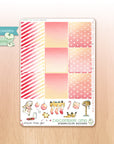 Watercolor planner stickers including fullboxes with bullet journal pattern