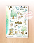Watercolor planner stickers for Christmas with nature illustrations