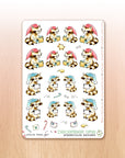 Christmas watercolor stickers with raccoons