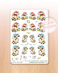 Christmas watercolor stickers with raccoons