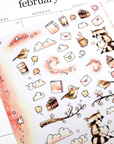 Love is the air - Decorative Watercolor Stickers - Clouds, Birds & Raccoons