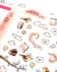 Love is the air - Decorative Watercolor Stickers - Clouds, Birds & Raccoons