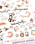 Love is the air - Decorative Watercolor Stickers - Clouds, Birds & Raccoons