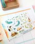 Watercolor stickers with foiled details with fall mood