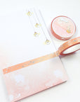 Pink watercolor washi tape with irised foiled spots