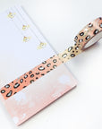 Watercolor washi tape with pink leopard and foiled details