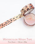 Watercolor washi tape with pink leopard and foiled details