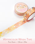 Watercolor washi tape with pink and orange stains pattern
