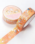Watercolor washi tape with pink and orange stains pattern