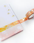 Watercolor washi tape with pink and orange stains pattern