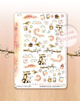 Watercolored love filled stickers with raccoons - clear finition