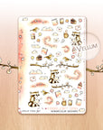 Watercolored love filled stickers with raccoons - vellum finition