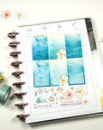 Late Summer - Watercolor Planner Stickers - 1,5'' Blue Fullboxes