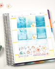 Late Summer - Watercolor Planner Stickers - 1,5'' Blue Fullboxes