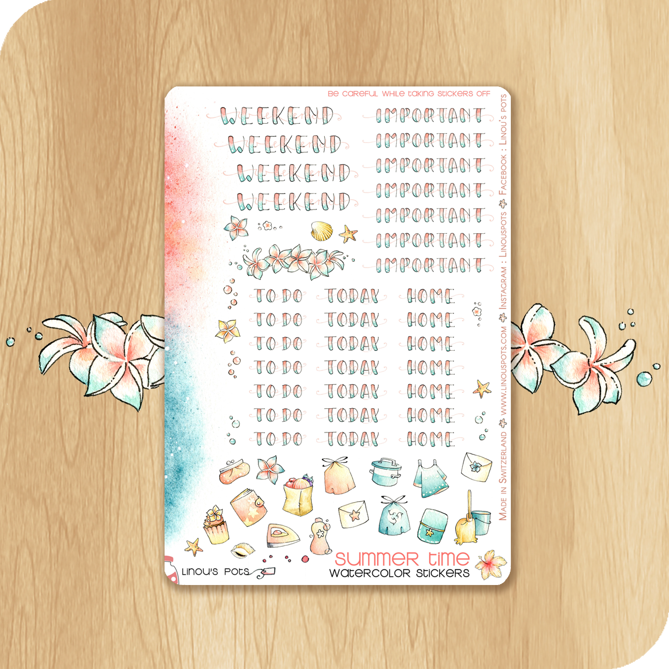 Late Summer - Watercolor Planner Stickers - Lettered Headers