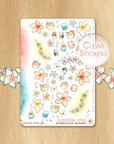 Late Summer - Decorative Watercolor Stickers - Flowers & Spiny Fishes
