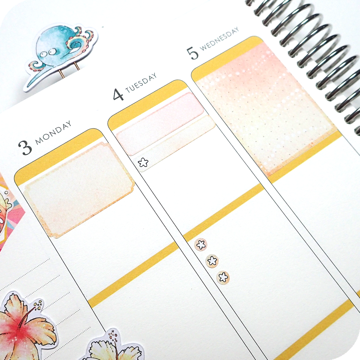 Late Summer - Watercolor Planner Stickers - 1,5&#39;&#39; Yellow Fullboxes