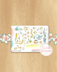 Late Summer - Decorative Watercolor Stickers MINI - Seahorses, Starfishes & Octopus