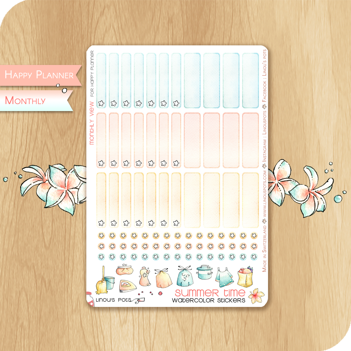 Late Summer - Watercolor Planner Stickers - Monthly Miniboxes