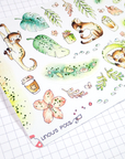 Off The Clock – Foiled Decorative Watercolor Stickers - Monkeys under the Rain