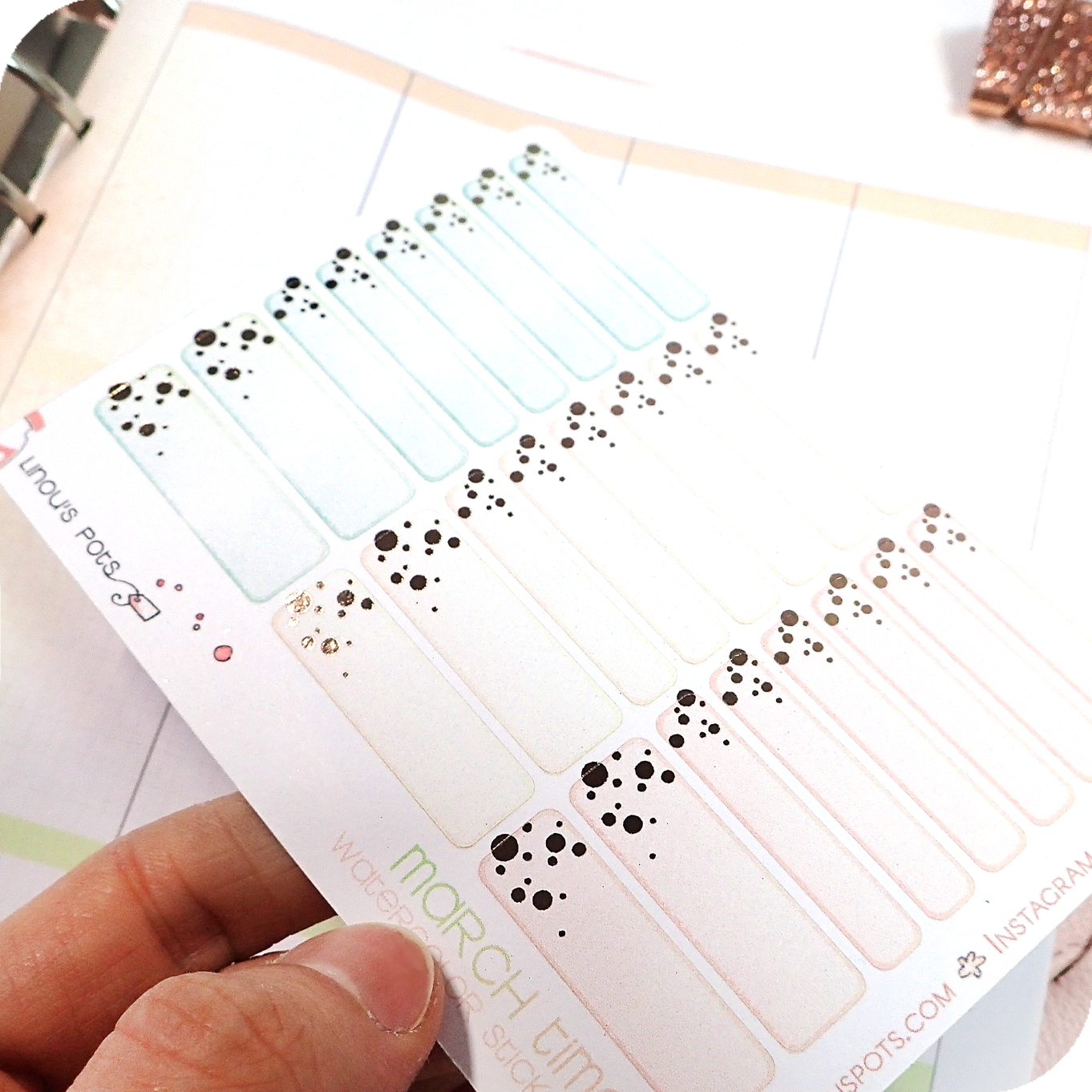 Off The Clock - Foiled Watercolor Planner Stickers MINI - 1,5&#39;&#39; Miniboxes