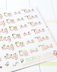 Off The Clock - Foiled Watercolor Planner Stickers MINI - Self Care Headers