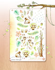 Off The Clock - Decorative Watercolor Stickers - Monkeys Under The Rain