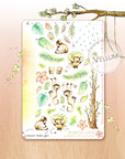 Off The Clock - Decorative Watercolor Stickers - Monkeys Under The Rain