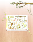 Off The Clock - Decorative Watercolor Stickers MINI - Sloth Reading