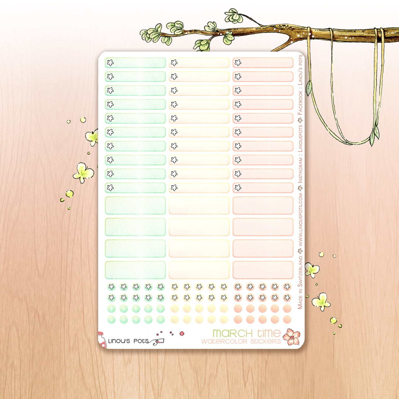 Off The Clock - Watercolor Planner stickers - 1,5’’ Miniboxes
