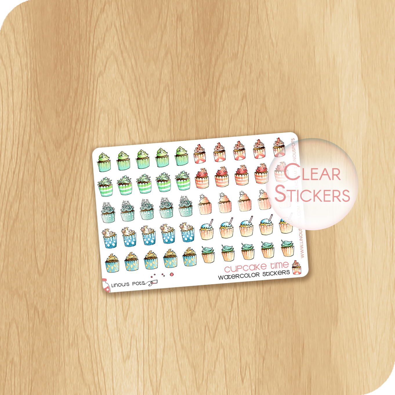 Coffee Time - Watercolor Planner Stickers MINI - Cupcakes