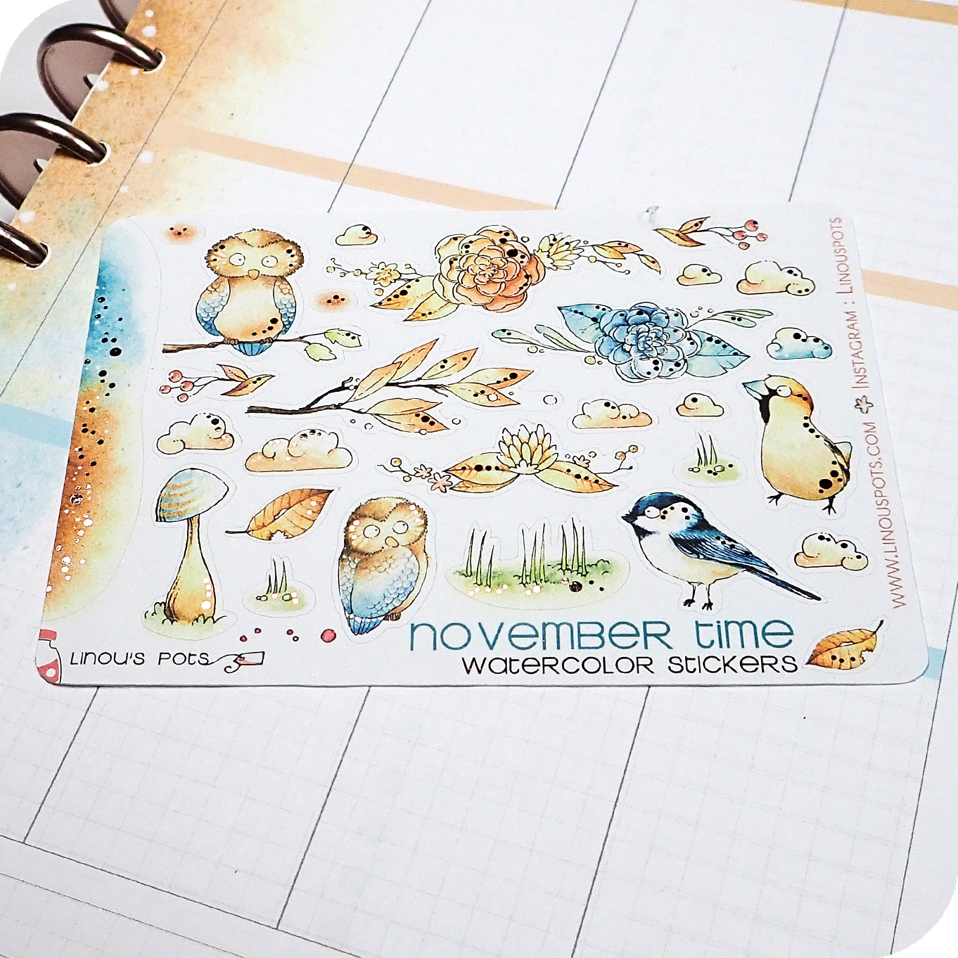 Feathery Fall - Decorative Watercolor Stickers MINI - Birds FOILED ✨