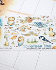 Feathery Fall - Decorative Watercolor Stickers MINI - Birds FOILED ✨