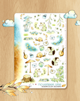 Feathery Fall - Decorative Watercolor Stickers - Hedgehogs With Lightening Bugs