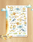 Feathery Fall - Decorative Watercolor Stickers - Birds