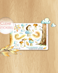 Feathery Fall - Decorative Watercolor Stickers MINI - Hedgehogs On Mushrooms