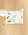 Feathery Fall - Decorative Watercolor Stickers MINI - Hedgehogs With Lightening Bugs